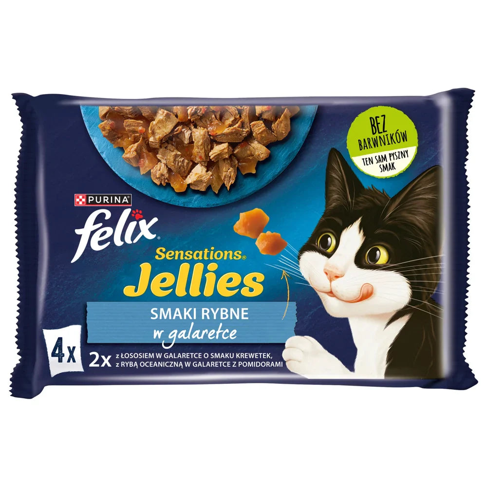 FELIX Sensations Jellies Våtfoder för katter, fisksmak i gelé 4x85g