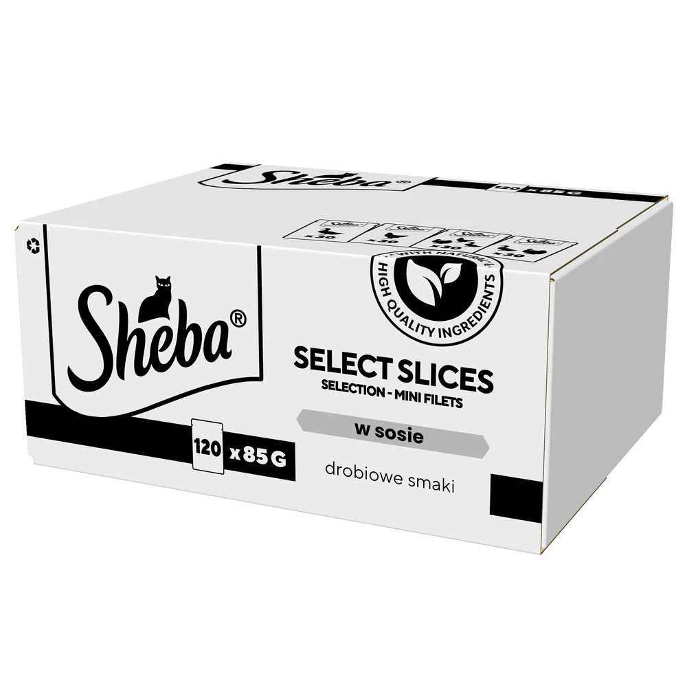 SHEBA Selection Select Slices Fågelsmaker portionspåsar 120x85 g – våtfoder helfoder för vuxna katter, i sås