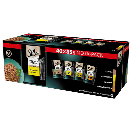 SHEBA Selection Select Slices Fågel Smaker påsar 40x85g