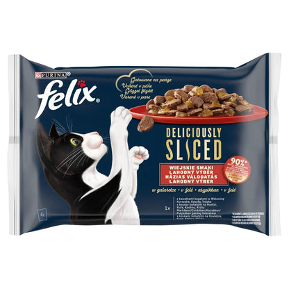FELIX Deliciously Sliced Wiejskie Smaki Våt kattmat 4x80g