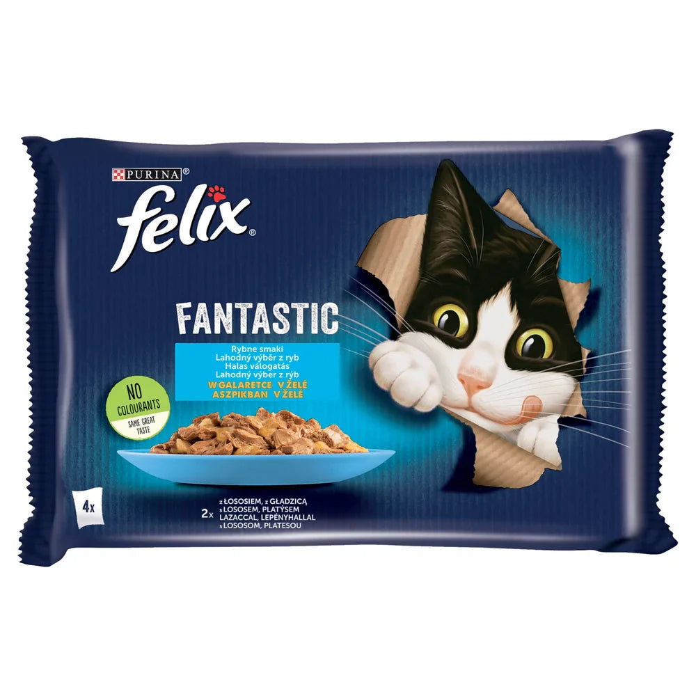 FELIX Fiskiga Smaker i gelé med lax och spätta 4x85g