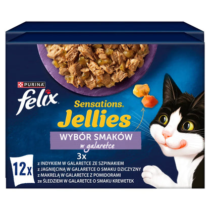 FELIX Sensation Jellies Kattmat i blandade smaker i gelé 12x85g