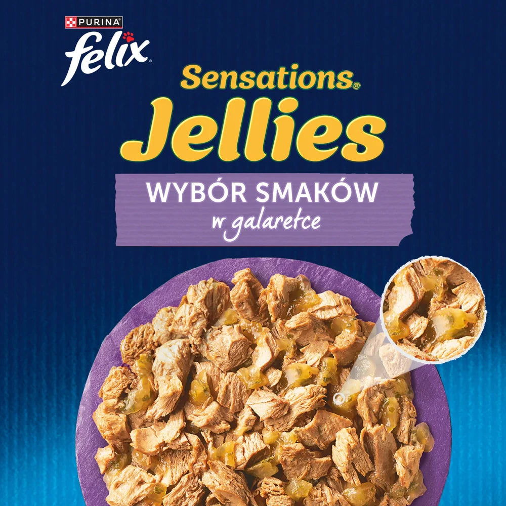 FELIX Sensation Jellies Kattmat i blandade smaker i gelé 12x85g