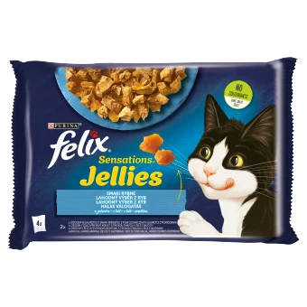 FELIX Sensations Jellies Våtfoder för katter, fisksmak i gelé 4x85g