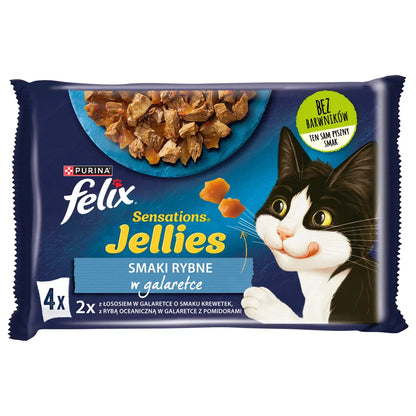 FELIX Sensations Jellies Våtfoder för katter, fisksmak i gelé 4x85g