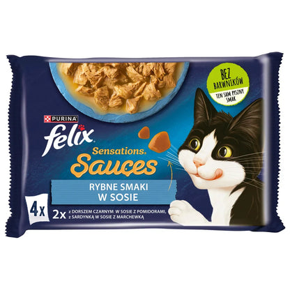 FELIX Sensations Sauces Karma för katter fiskiga smaker i sås 4x85g
