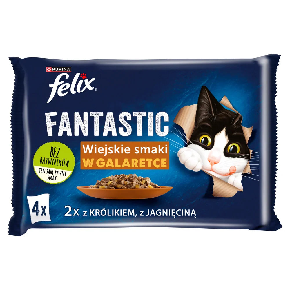FELIX Wiejskie Smaki i gelé med kanin och lamm 4x85g