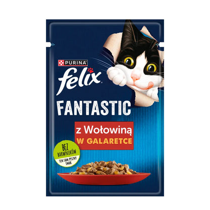 FELIX Nötkött i gelé - påse 26 x 85g