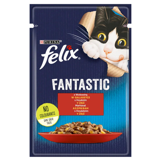FELIX Nötkött i gelé - påse 26 x 85g