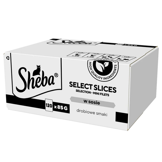 SHEBA Selection Select Slices Fågelsmaker portionspåsar 120x85 g – våtfoder helfoder för vuxna katter, i sås